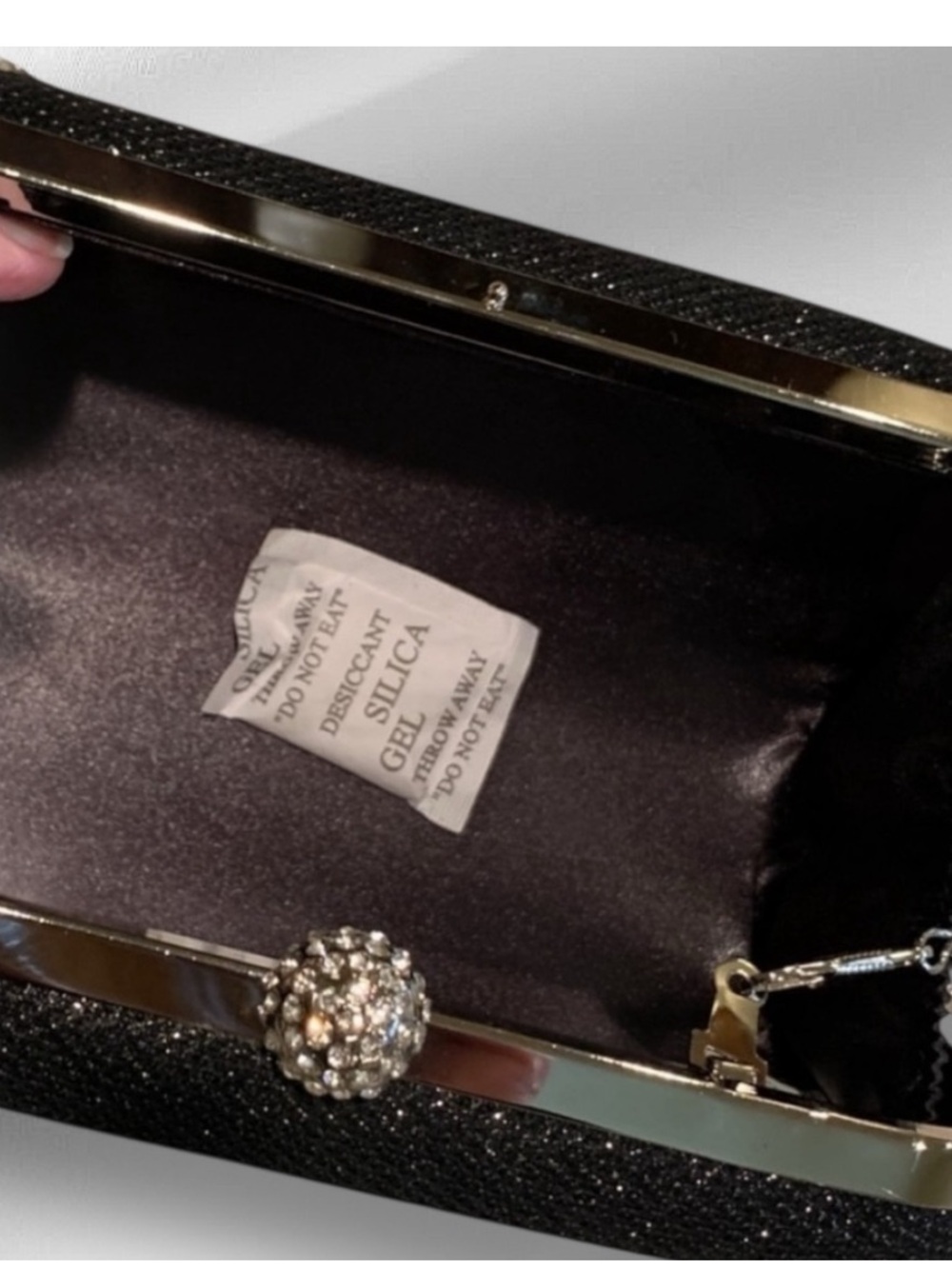 Black evening bag shimmery from clutch to shoulder bag - Picture 7 of 7